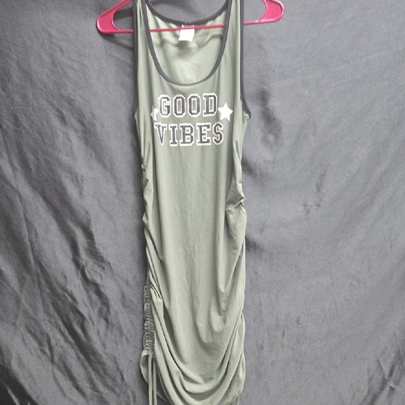 No Boundaries Green 'Good Vibes' Tank Dress - Picture 1 of 7